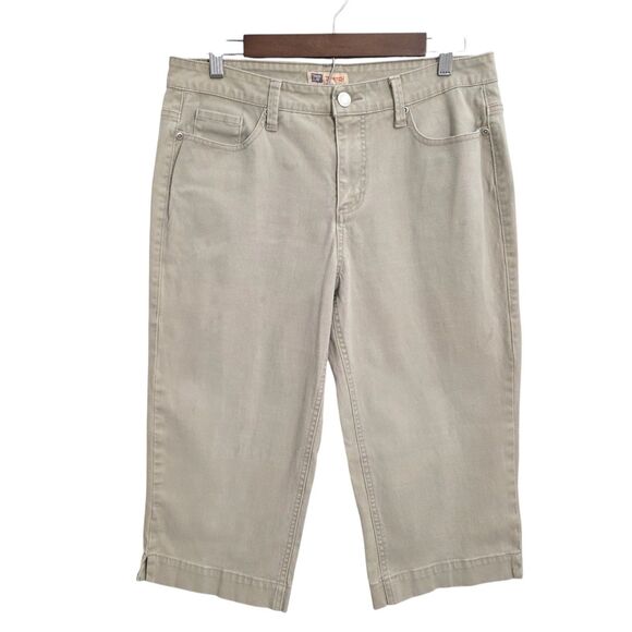 Faded Glory Khaki Cropped Casual Stretch Comfort Womens Capri Pants 10 Beige - Picture 1 of 7